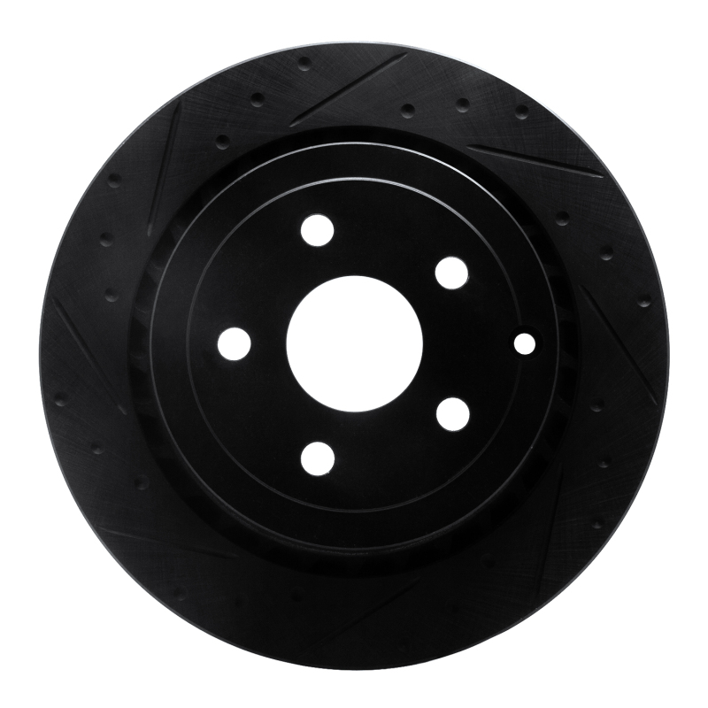 Chevrolet SS Brake Rotor (1) - Rear Left - R1 Concepts - Drilled & Slotted - Black - `08-`17